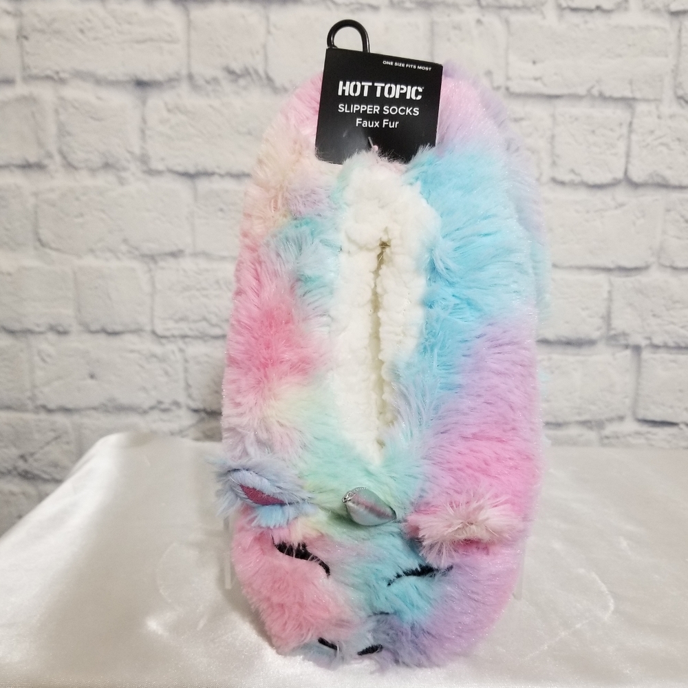 Unicorn Tie Dye Fuzzy Cozy Slipper Socks New - Picture 16 of 16